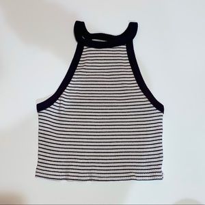 Navy blue & white stripe HOLLISTER halter crop top